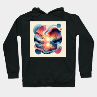 Tranquil Reflections: Modern Nature Meets Abstract Hoodie